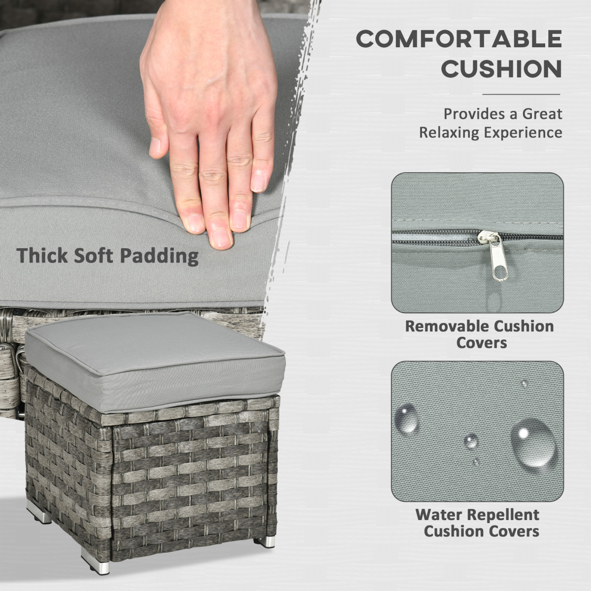 Outsunny 7 Pieces Rattan Garden Furniture Set w/ 50,000 BTU Gas Fire Pit Table